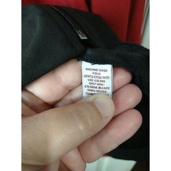 JM Collection Woman 14 Blazer Red Black Colorblock Zip Front /Pockets Suede Feel - Picture 8 of 9